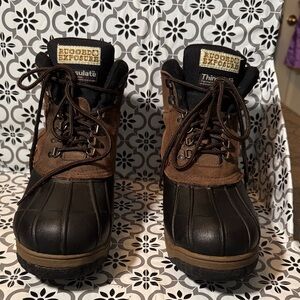 Rugged Exposure men’s Brown suede Black rubber bottom snow work Boots sz 11